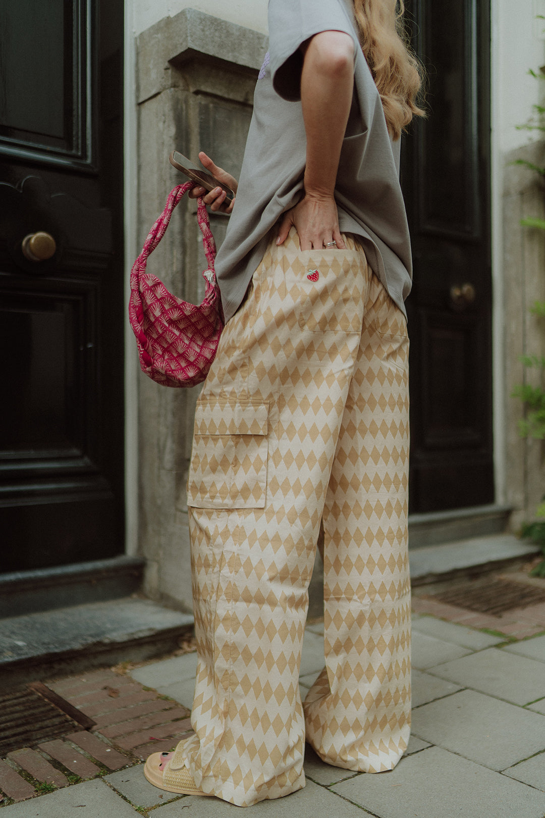 Close up of the Wolvie checkered Juno pants