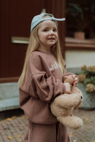 Oversized mauve kids set with teddy bear by Wolvie