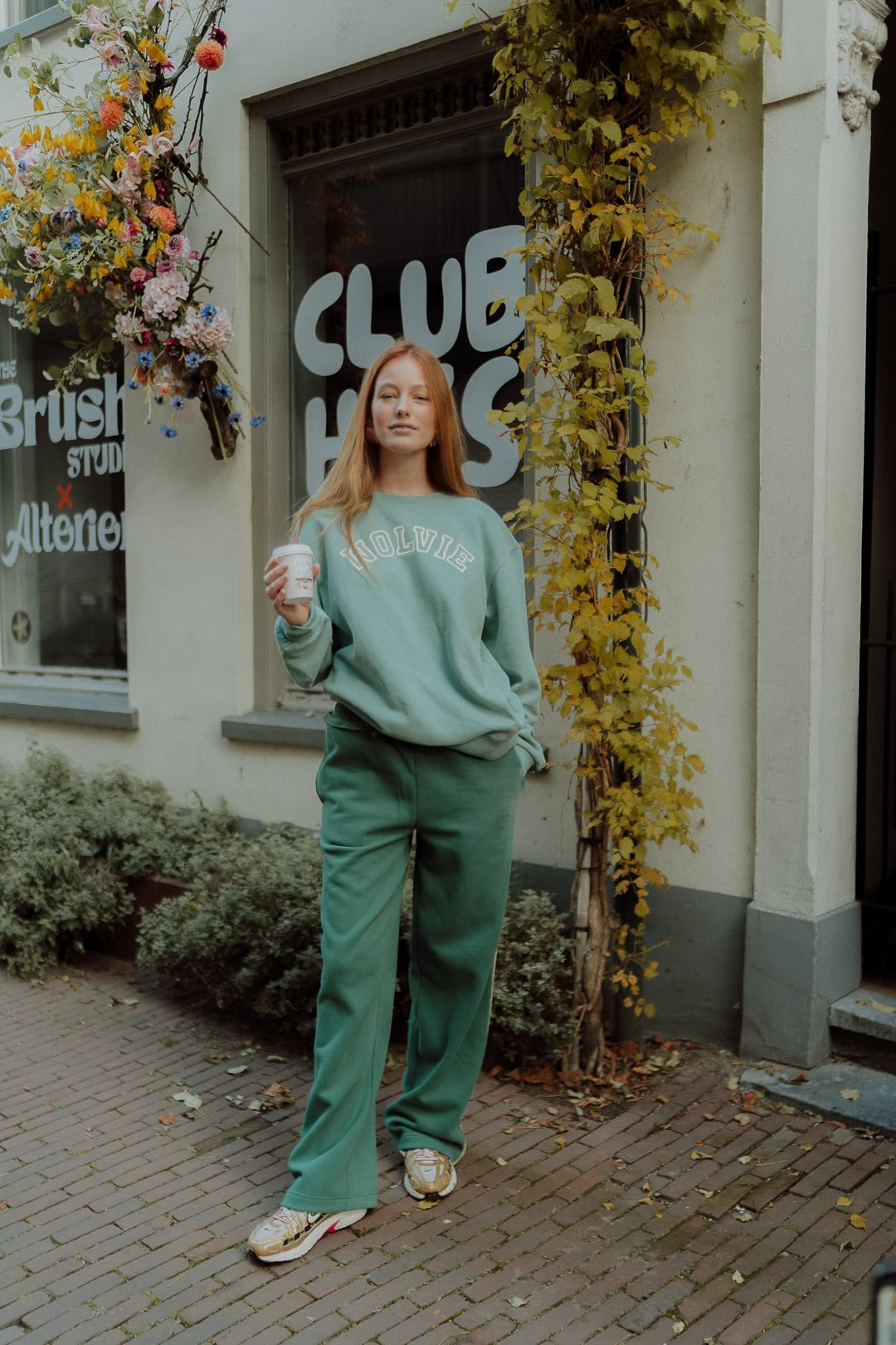 Oversized mint green sweatshirt and matching sweatpants for women by Wolvie